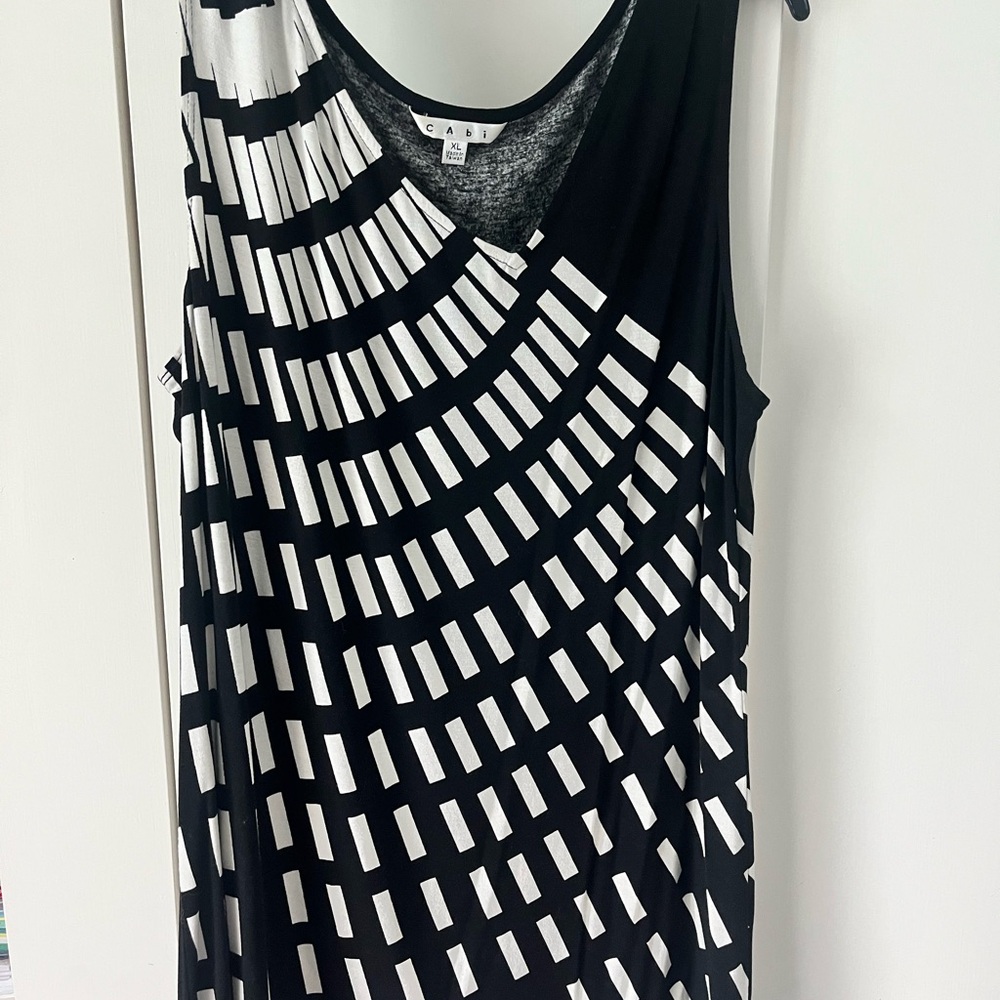 CAbi Black and White Tunic Top